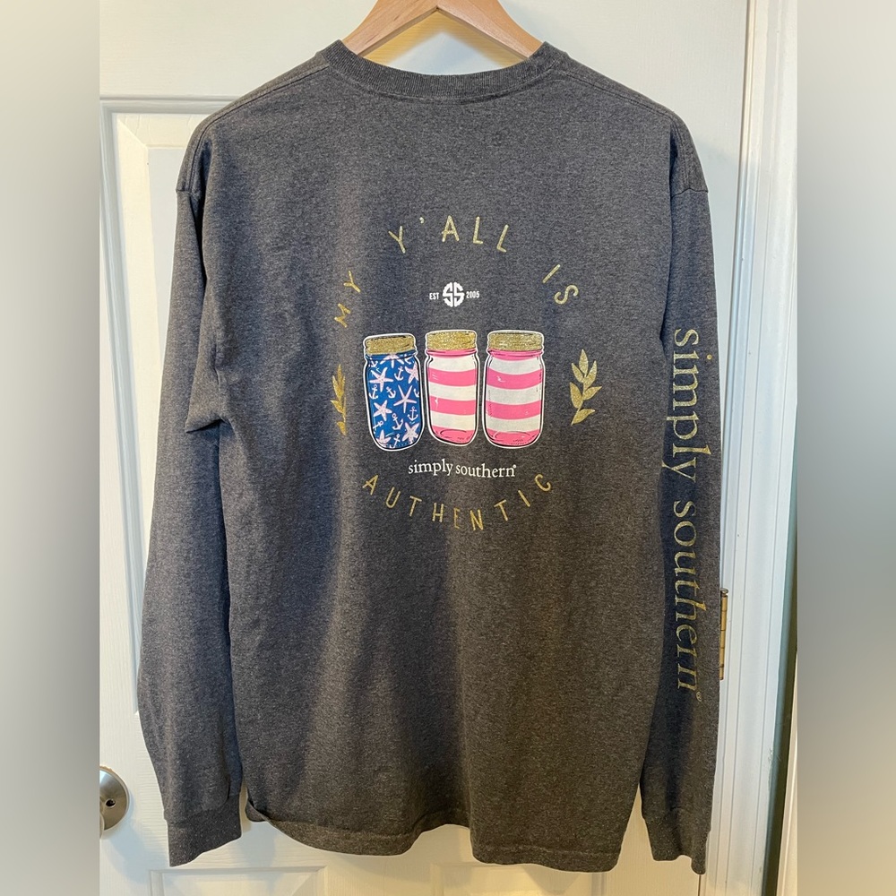Simply Southern TShirt My Ya'll is Authentic Mason Jar Long Sleeve Women's L